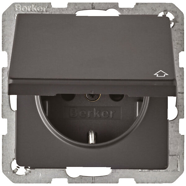 Hager/Berk SCHUKO-Steckdose anth/sa m. Klappdeckel 47516076